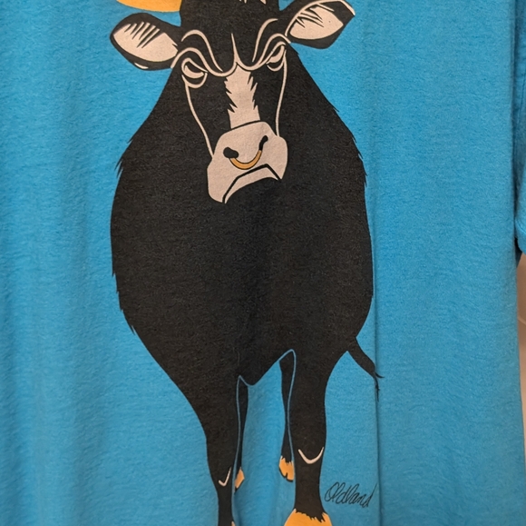 Angry Bull Men's XL blue 100% cotton t shirt front and back pic of bull - Picture 8 of 10